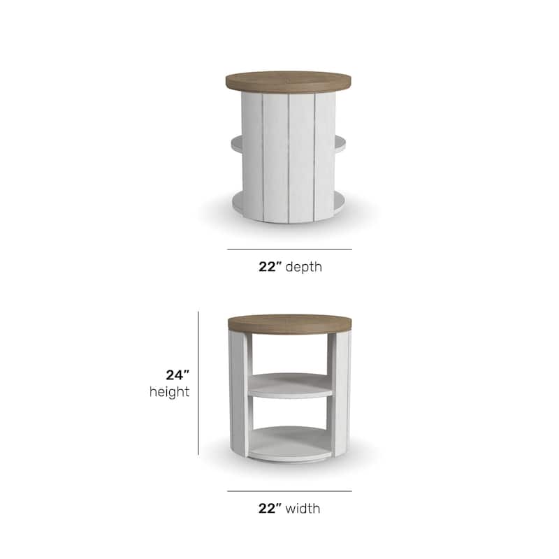 Melody White Wood Round End Table - 22" x 24" x 22"
