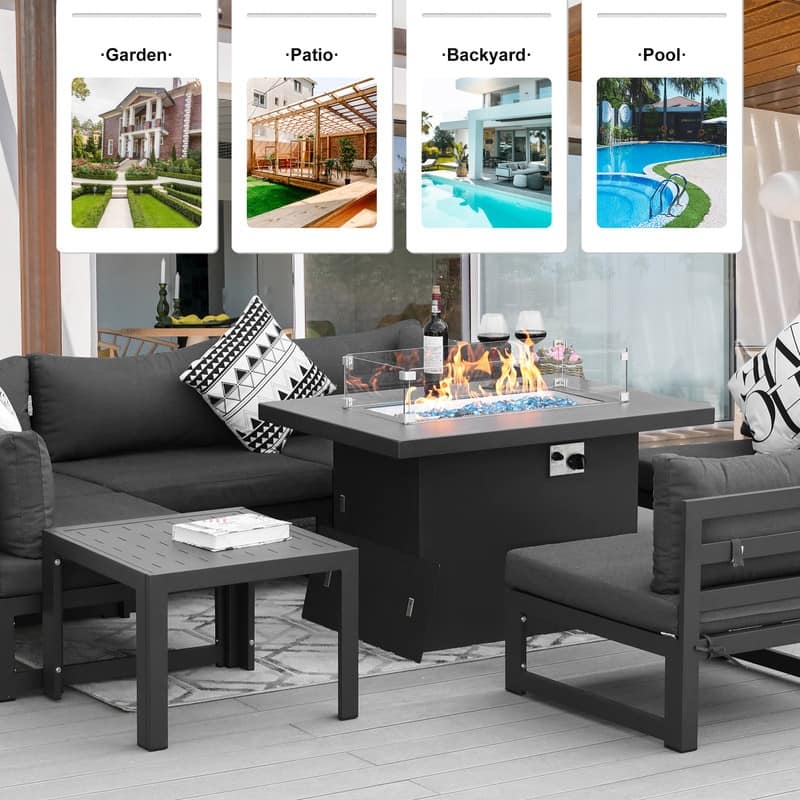 FINCATI Luxury Patio Aluminum Sofa Conversation Furniture Set with Coffee Table