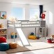 preview thumbnail 2 of 8, Twin size Loft Bed Wood Bed with Slide, Stair and Chalkboard, Grey