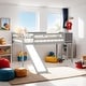 preview thumbnail 33 of 46, Twin size Loft Bed Wood Bed with Slide, Stair and Chalkboard, White Grey