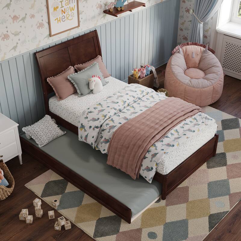 Andorra Platform Bed with Panel Footboard and Twin Trundle