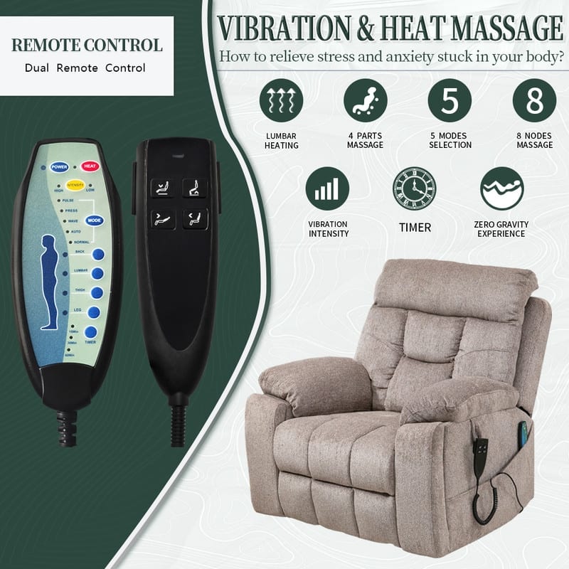 Flagship Oversized Velvet Power Lift Recliner - Recliner Chair with Massage,Heating and Assisted Standing