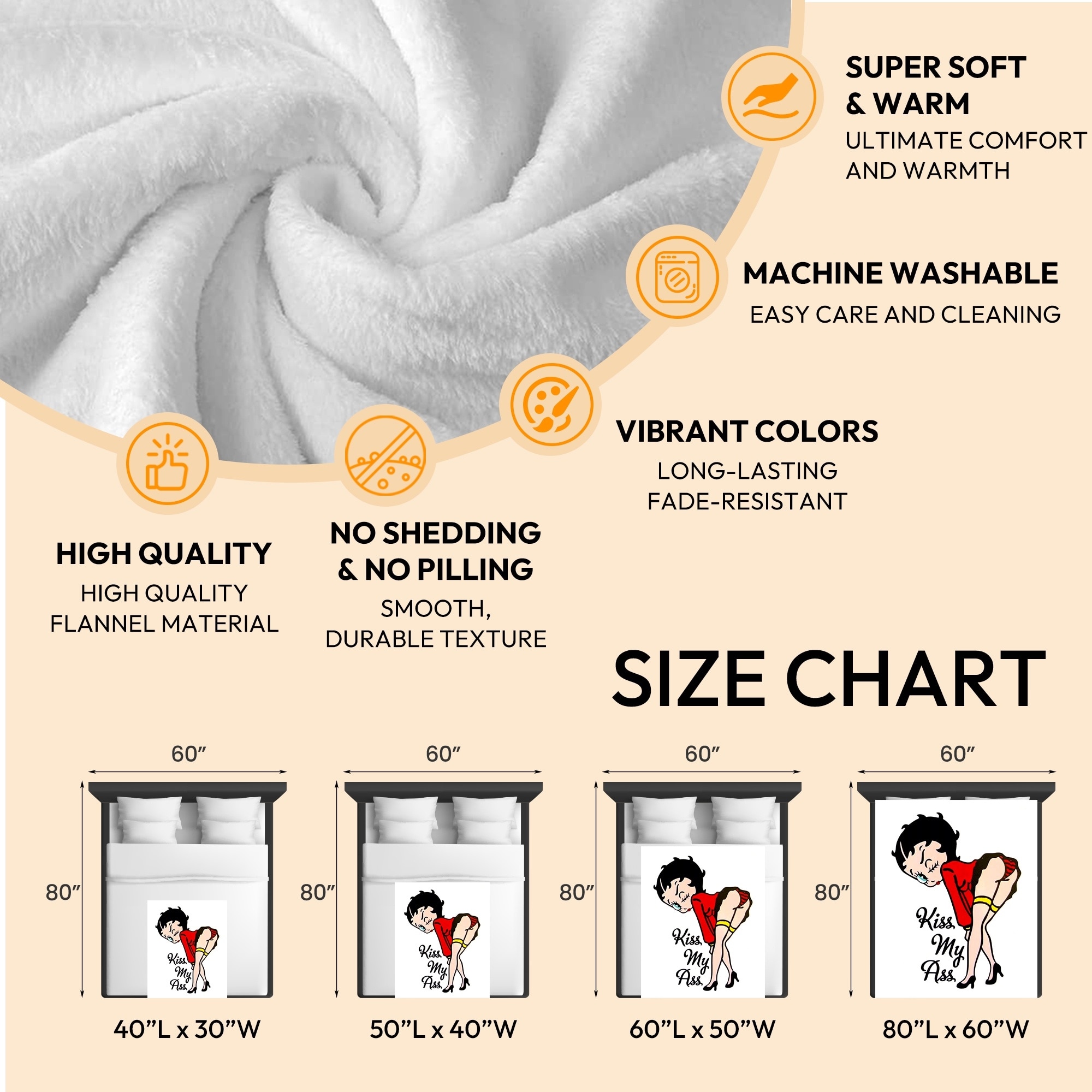 Betty Boop Super Soft Fleece Plush Throw Blanket for Couch - Picture 40 of 374