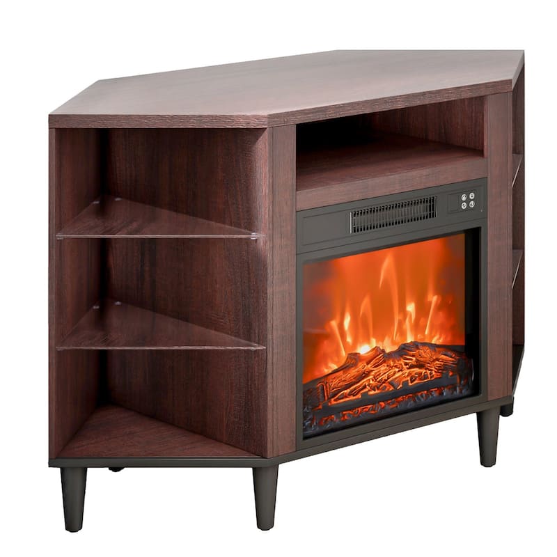 TV Stand with Fireplace Insert LED Lighting Storage for Living Room - 45 x 22.01 x 29.80 in