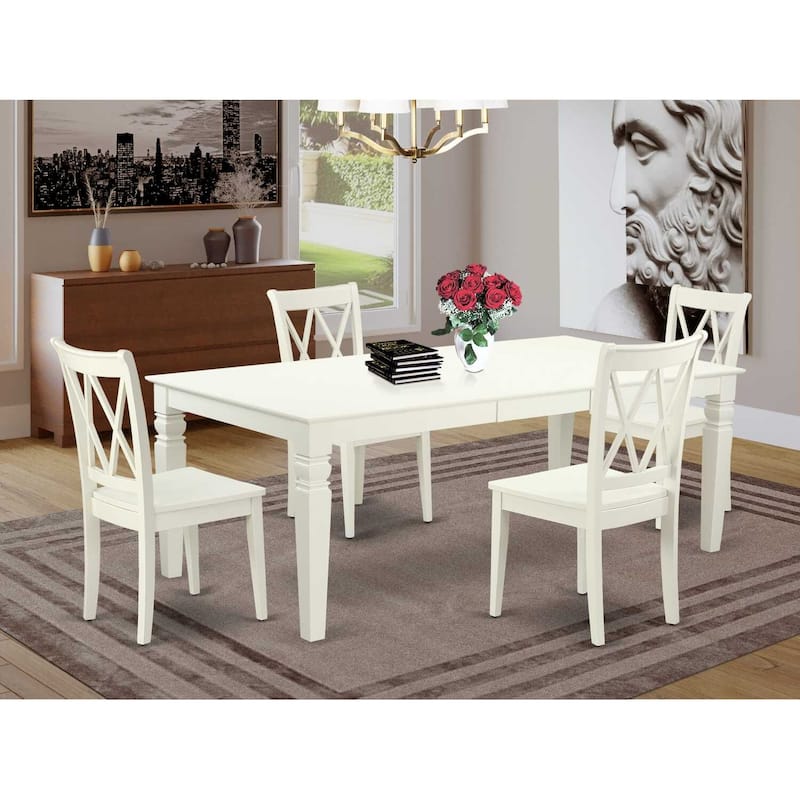 Rectangular Dining Table Set 5pc 66/84 Inch Table with 4 Double X Back Chairs