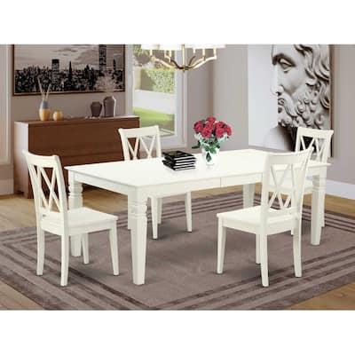 Rectangular Dining Table Set 5pc 66/84 Inch Table with 4 Double X Back Chairs