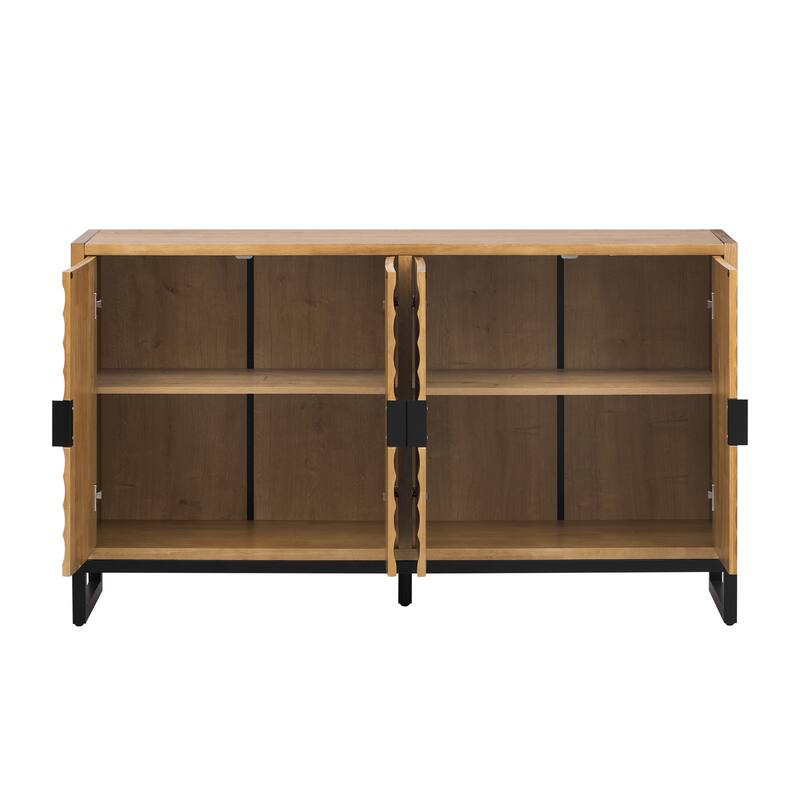 Accent Buffet Cabinet Rubber Wood Veneer Storage Cabinet