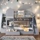 preview thumbnail 2 of 10, Full-Over-Full Castle Style Bunk Bed with 2 Drawers 3 Shelves and Slide