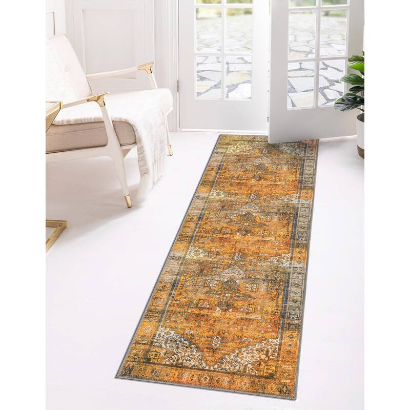 Transitional Rine Collection Area Rug - 2'x6' - Yellow