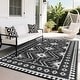 preview thumbnail 1 of 22, Garvee Vintage Geometric Diamond Outdoor Patio Rug 8'x10' - Black White