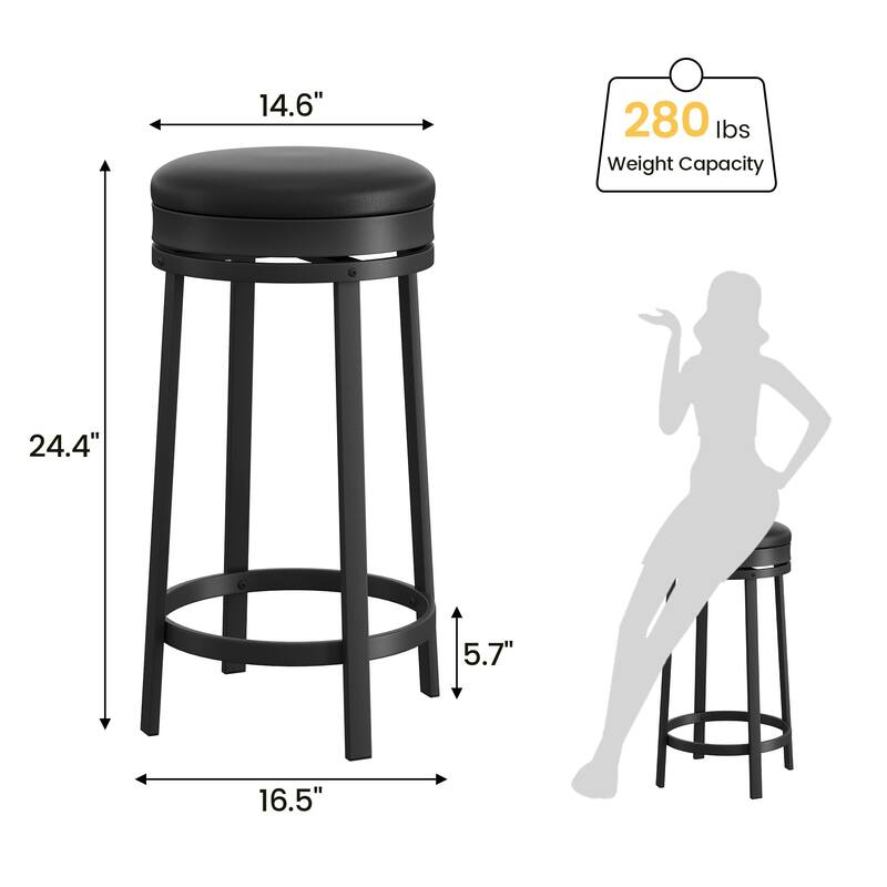 Swivel Bar Stools set of 1/2/4, 24" Counter Height Bar Stools with Footrest