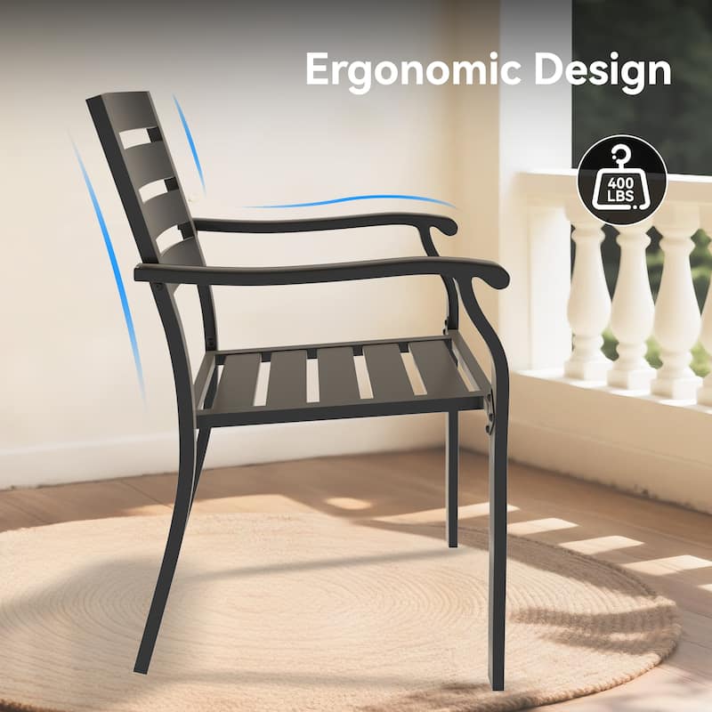 5 Pieces Outdoor Patio Dining Set, 4 Stackable Metal Dining Chairs and 40.6" Round Metal Dining Table, Outdoor Table and Chairs