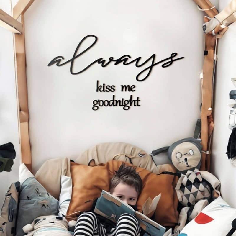 Always Kiss Me Goodnight Metal Wall Art - Romantic Bedroom Decor