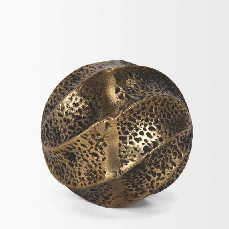 Imani Large / Small Sculptural Textured Antiqued Gold Metal Decorative Orb Object