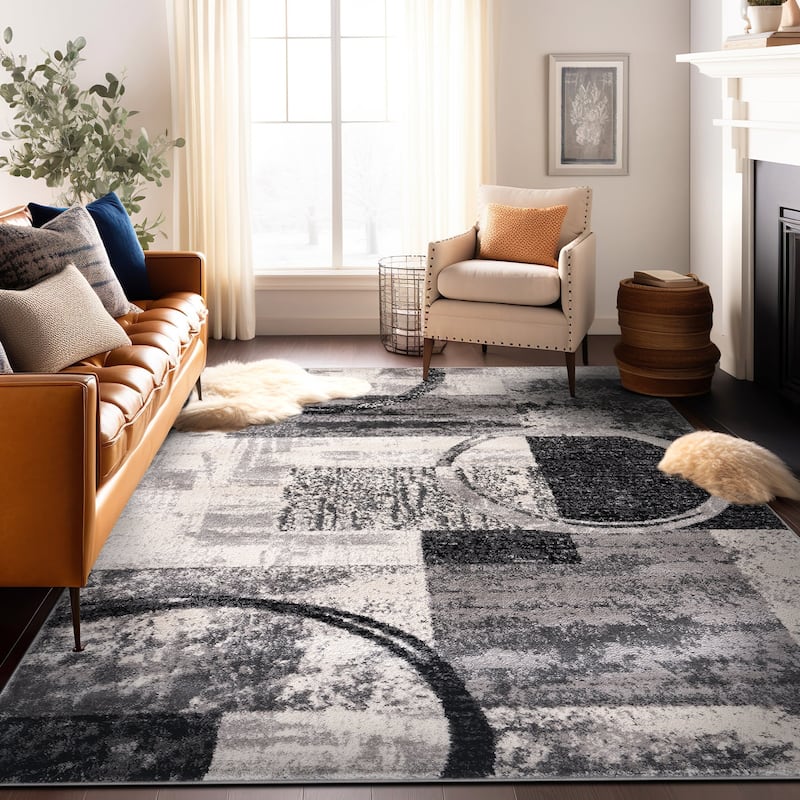 World Rug Gallery Abstract Polypropylene Machine-Made Circle Area Rug