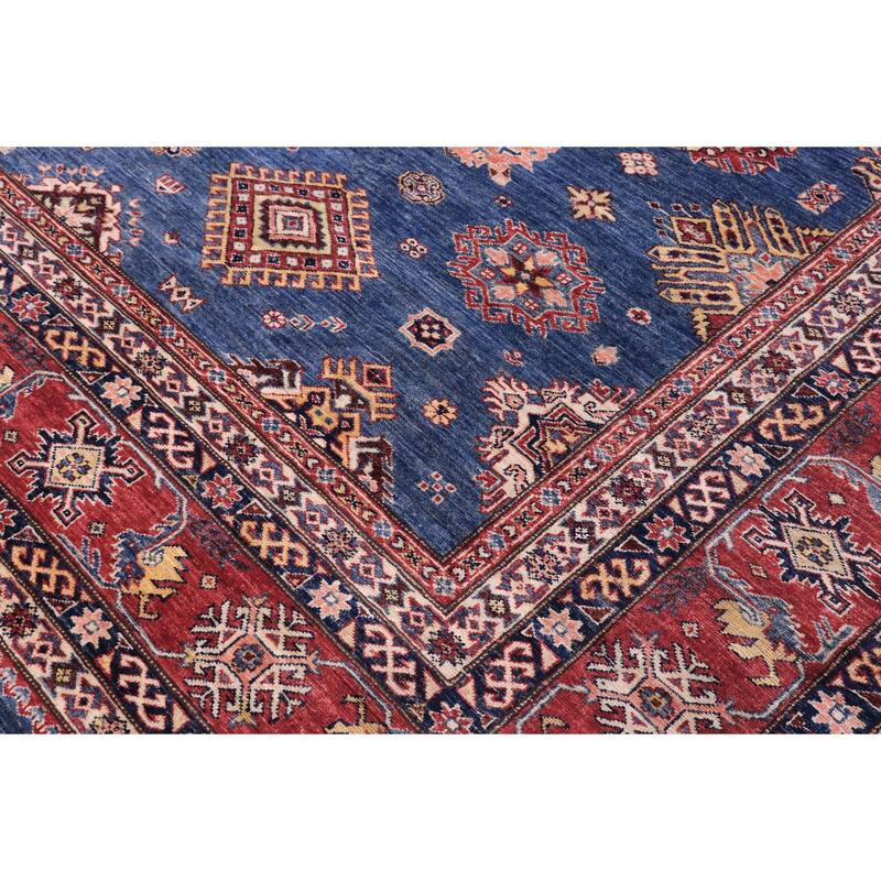 Caucasian Super Kazak Kai Blue/Red Hand Knotted Wool Rug - 11'8'' x 15'6''