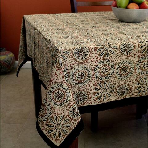 Vegetable Dye Block Print Cotton Floral Tablecloth Collection