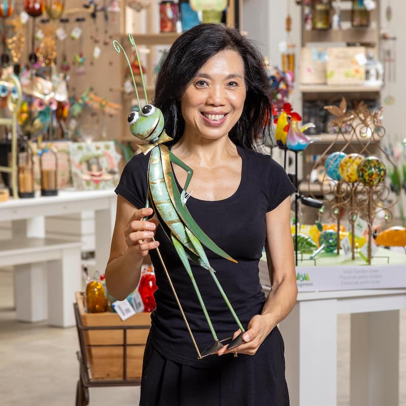 27" Metal Joyful Cricket With Cane Statue