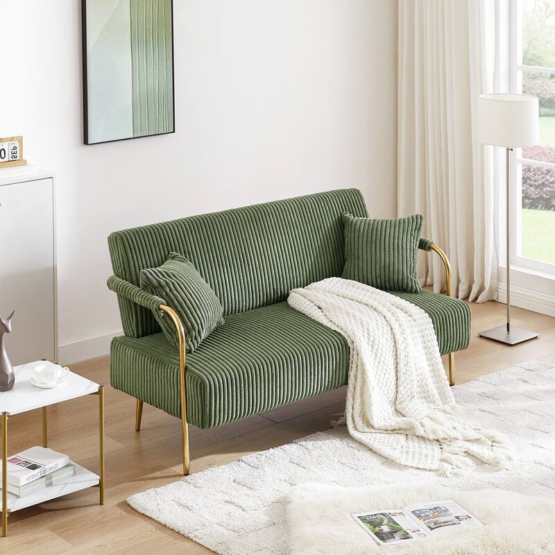 Ouyessir Upholstered Loveseat, Tufted Back Couch, Accent Armchair with 2 Pillows