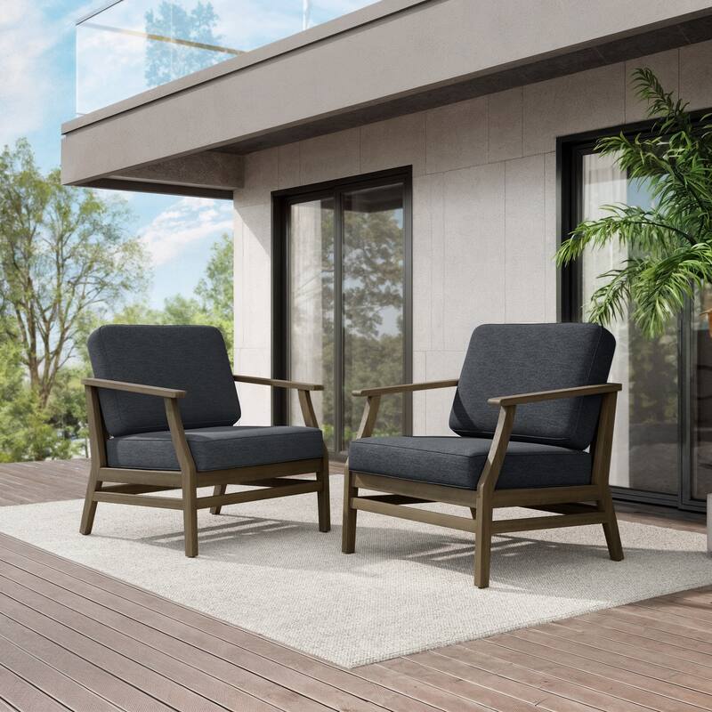 Teak Outdoor Patio Club Chairs Loveseat with Cushions
