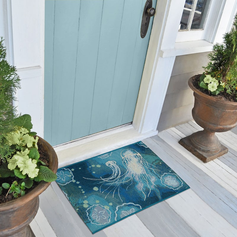 Liora Manne Esencia Jelly Fish Indoor/Outdoor Mat - 2' x 2'10" - Bloom