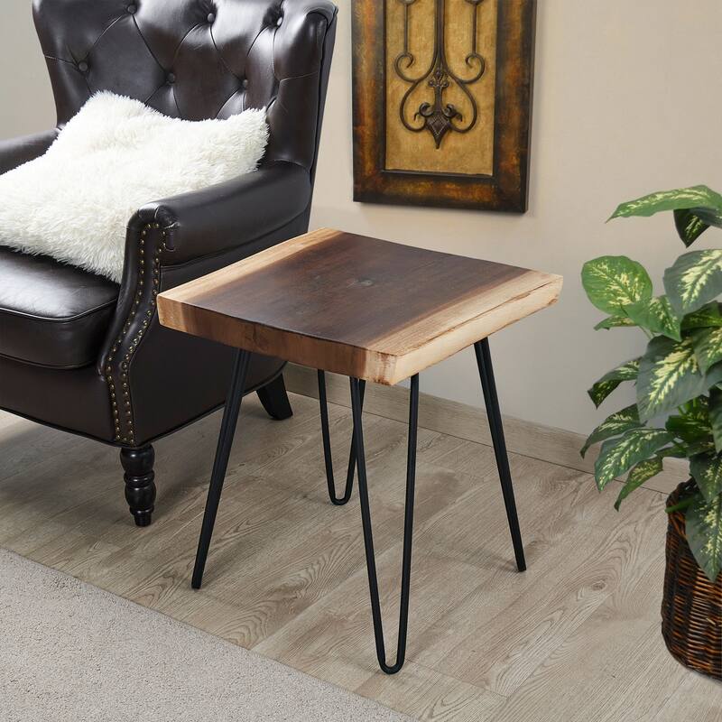 Greenage Teak End Table Solid Live Edge Side Table