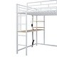 preview thumbnail 40 of 77, Twin/Full Size Loft Bed with Bulit-in Desk and LED Light, Metal Loft Bedframe with Wardrobe, Storage Shelves and Power Outlet