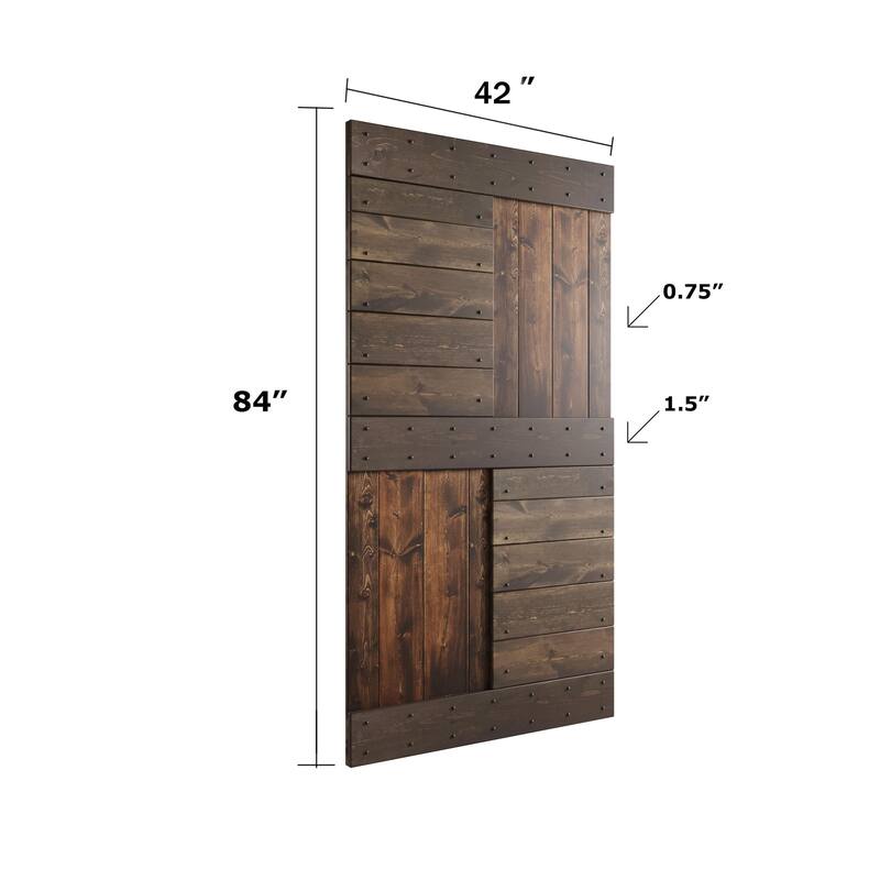 Coast Sequoia 48in./60in./72in./84in. x 84in. S Series Multi-Color Pine Wood Double Sliding Barn Door With Hardware Kit