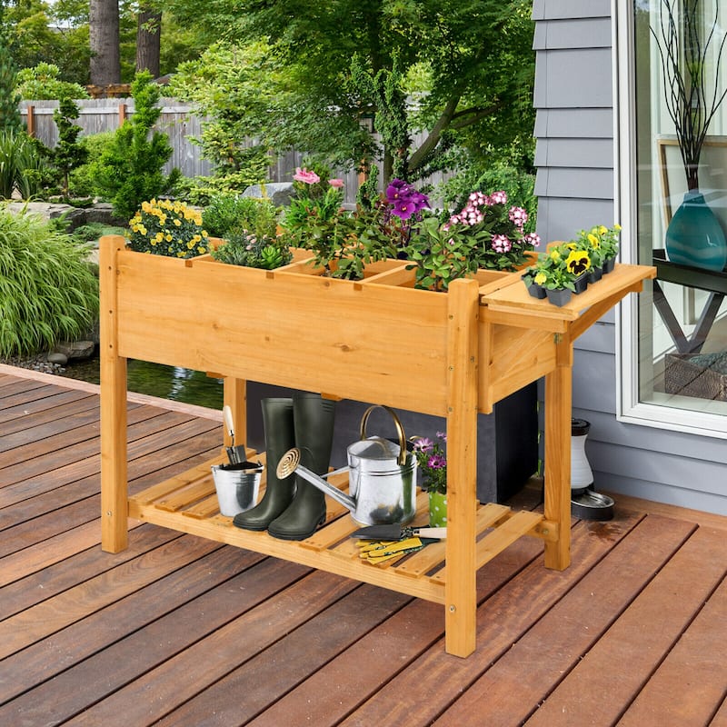 Gymax Raised Garden Bed Elevated Planter Box Kit w/8 Grids & Folding - 47'' x 21'' x 31.5''