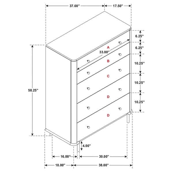 dimension image slide 0 of 5, Arini Coastal Wood 5-drawer Bedroom Chest