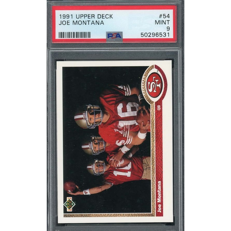 Joe Montana 1991 Upper Deck Football Card #54 Graded PSA 9 - 8'6" x 11'6"