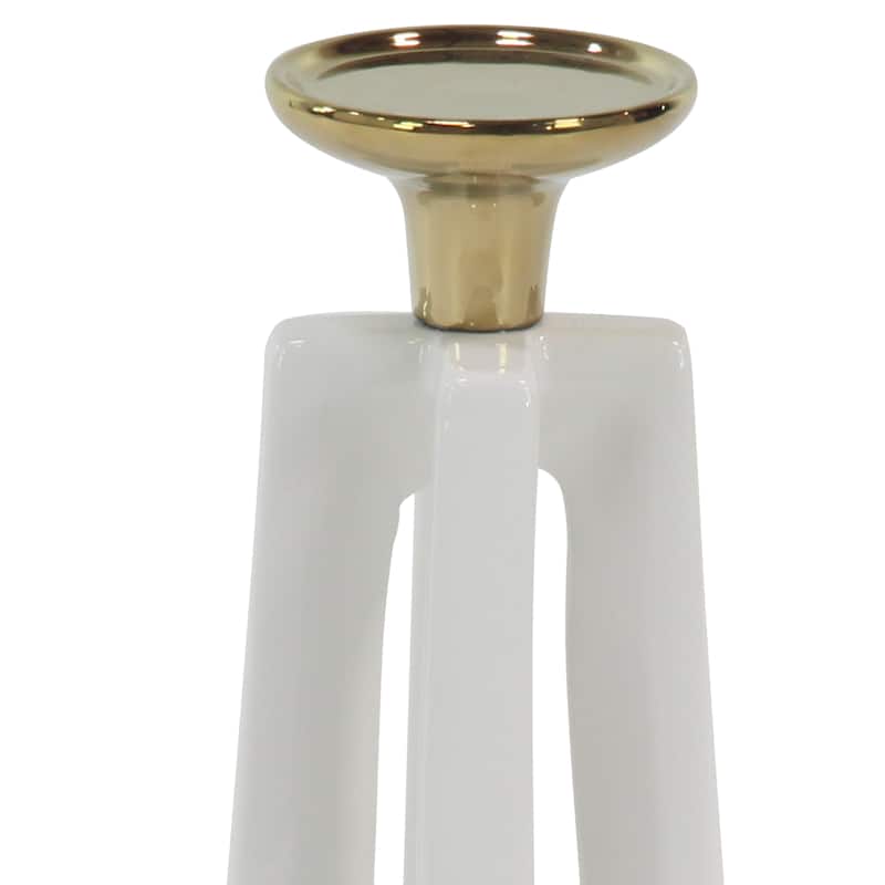 Ceramic Candle Holder - Set of 2 White - CosmoLiving by Cosmopolitan - 5"W x 5"L x 14"H