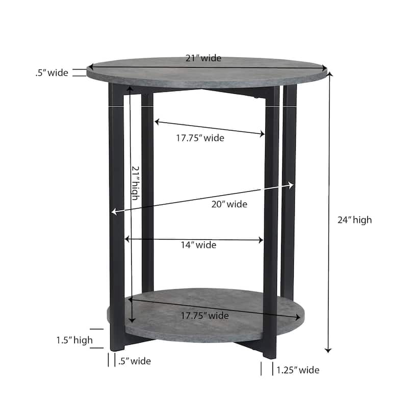 Household Essentials Side End Table with Storage Shelf