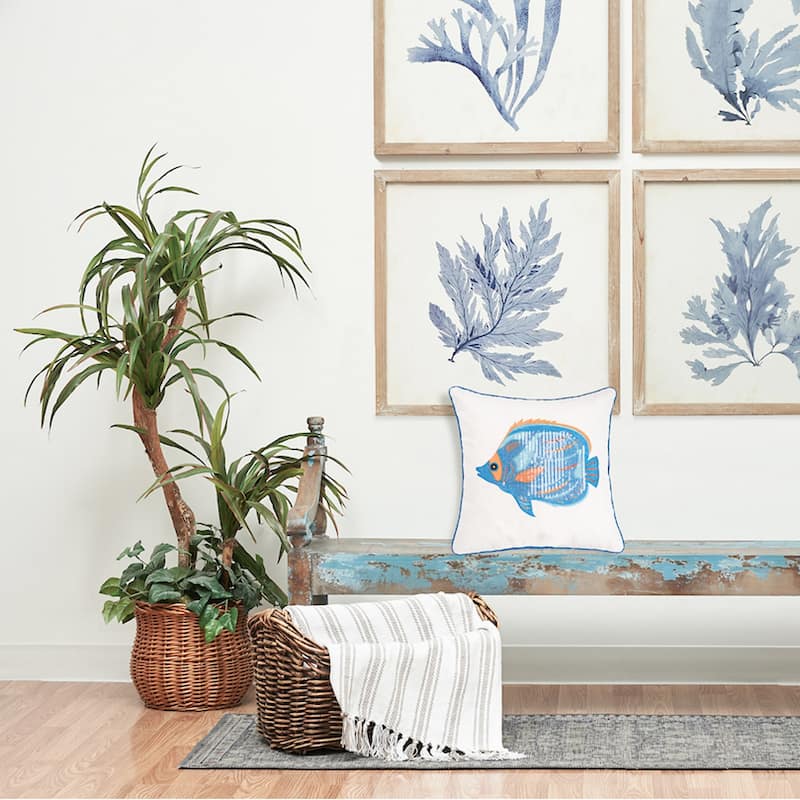 16" x 16" Galapagos Fish Sequined Throw Pillow