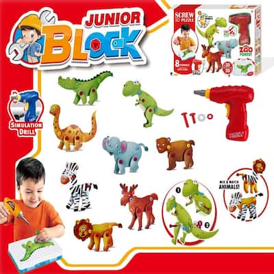 Variety Animal DIY Electric Drill Toy Set STEM Toy Early Education Drill Game Bringing you games
