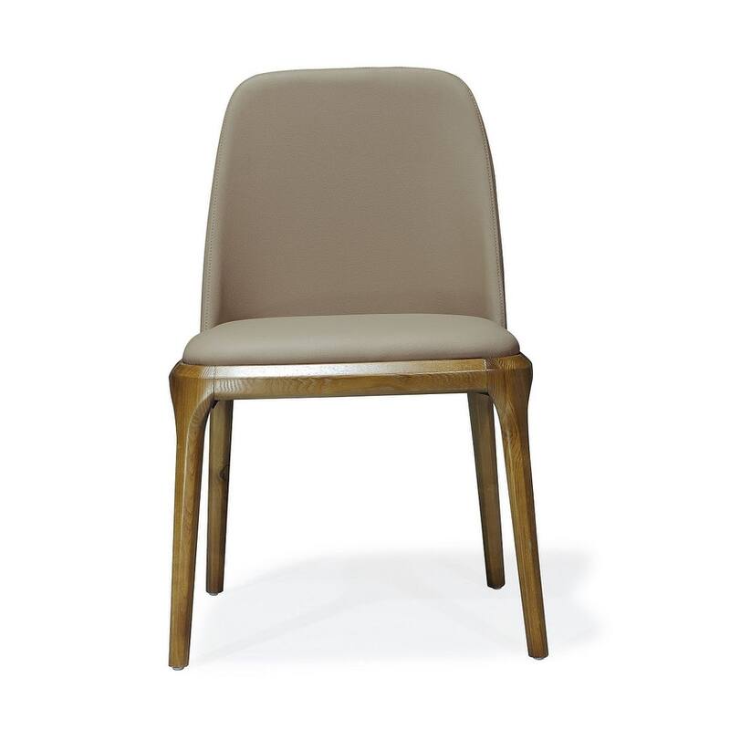 Courding Tan and Walnut Faux Leather Dining Chair (Set of 2)