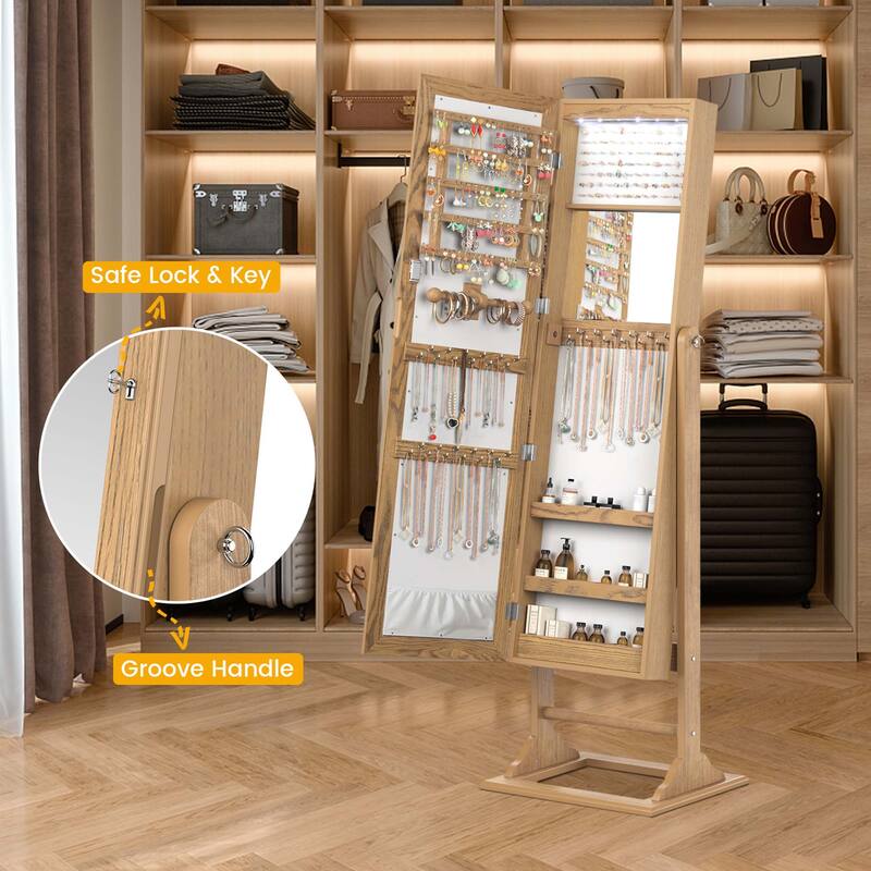 Costway Jewelry Cabinet Full-Length Mirror Lockable Jewelry Armoire - See Details