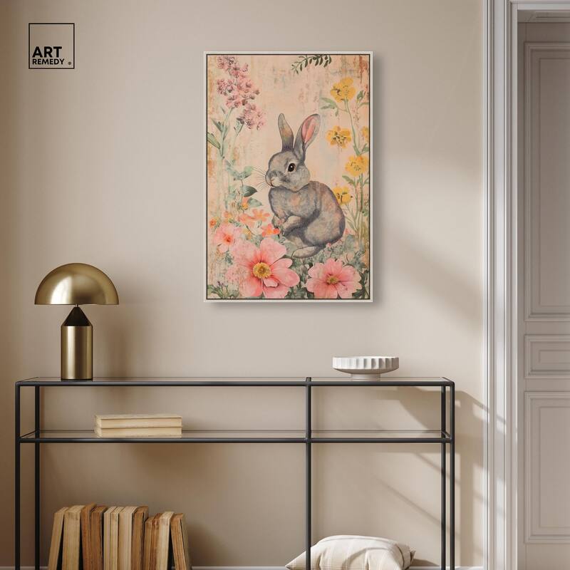 Floral Bunny Canvas by Art Remedy