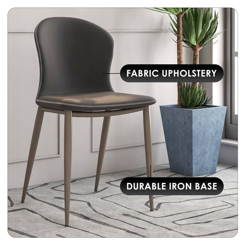 Upholstered Dining Chair in Fabric with Iron Legs Mosaic Series Set of 2