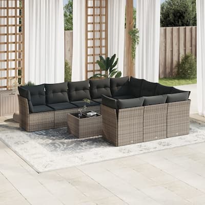 vidaXL Garden Sofa Set Grey PE rattan, powder-coated steel Medium - 21.7 x 21.7 x 14.6