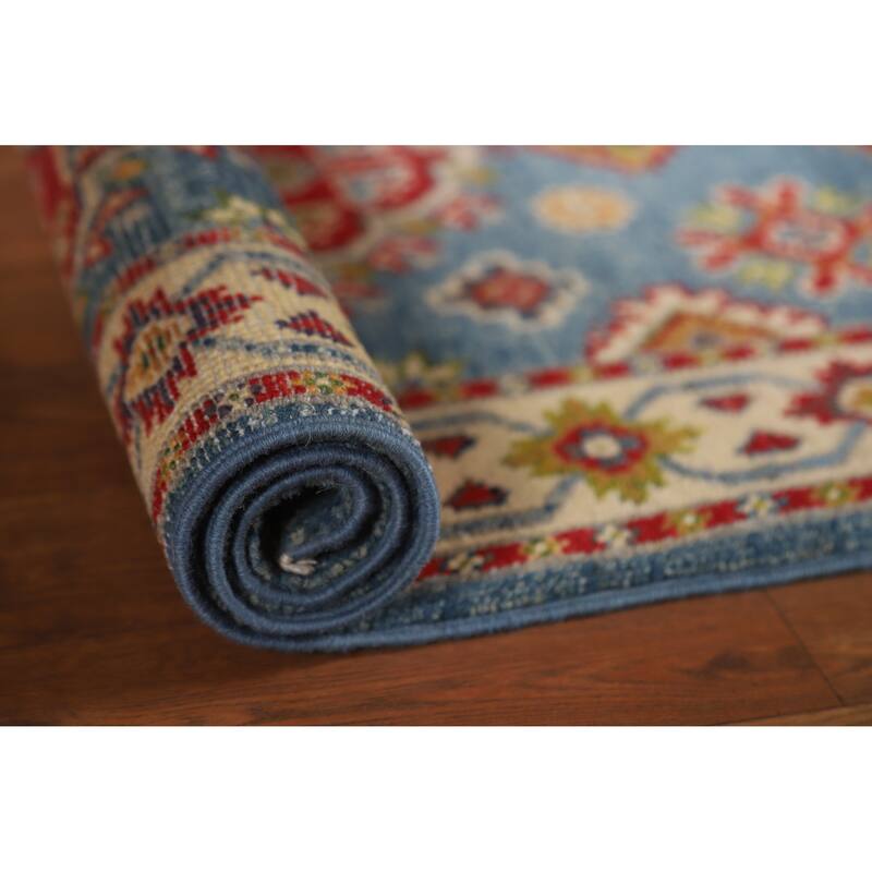 Traditional Blue Kazak Oriental Foyer Rug Handmade Wool Carpet - 2'0"x 3'0" - 2'0"x 3'0" - Blue