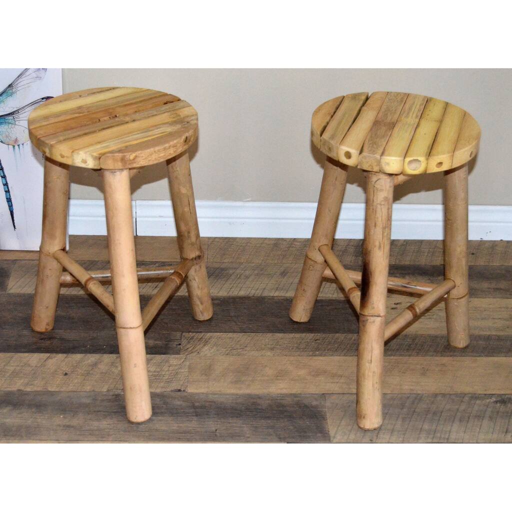 Handmade Set of 2 Bamboo Stools (Vietnam)