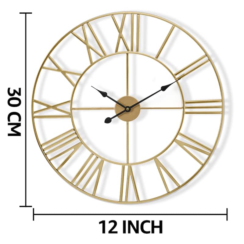 Sorbus Large 12 inch Decorative Round Analog Wall Clock Battery Operated With Roman Numeral