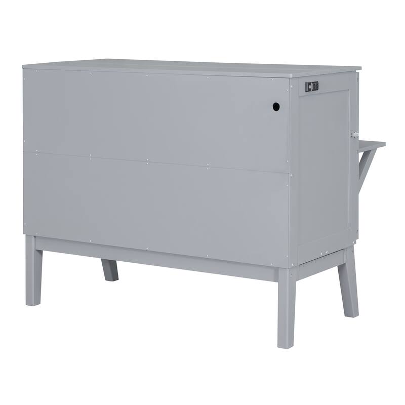 Full Size Foldable Murphy Bed with USB Port and Removable Side Shelves