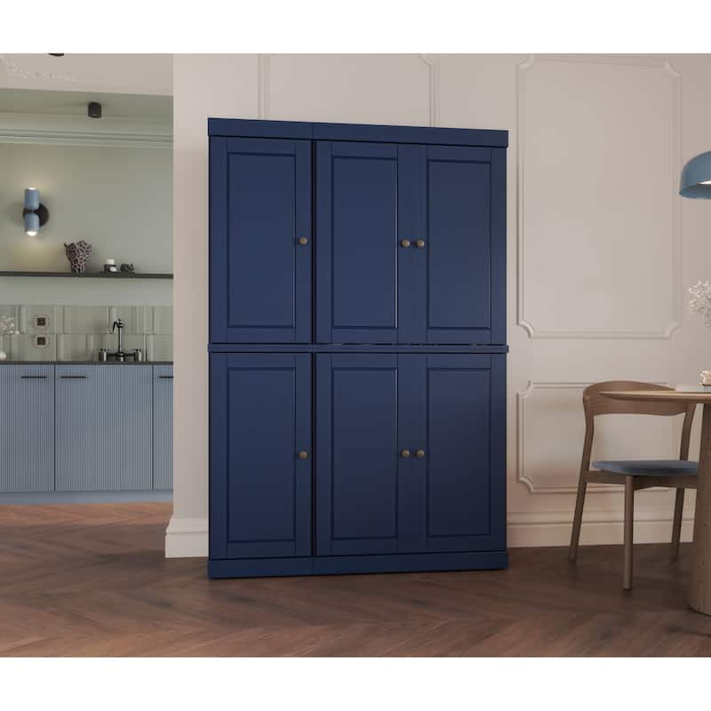 Palace Imports 100% Solid Wood 48.5" China Pantry Cabinet with Solid or Clear Glass Doors and Adjustable Shelves - 48.5" x 71.5" - Navy - Solid