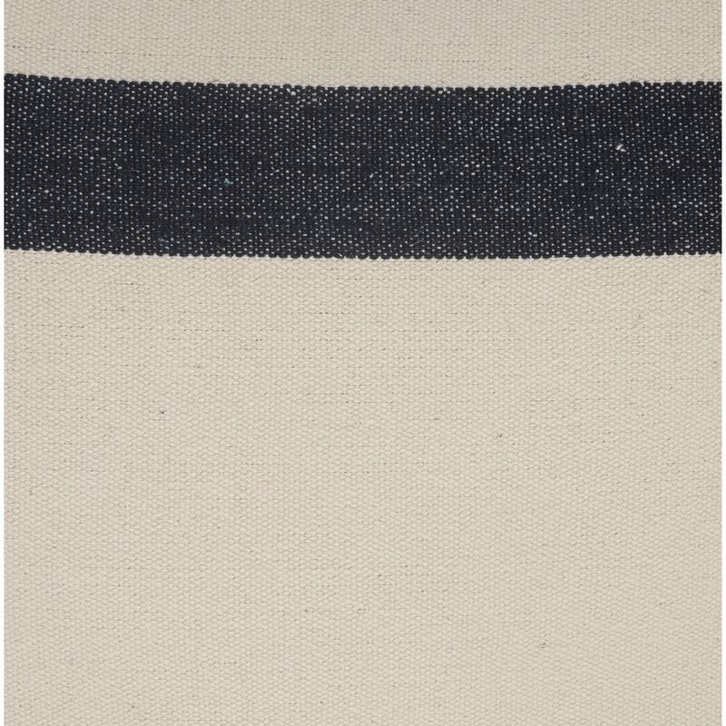 20" Blue and White Double Border Striped Square Throw Pillow