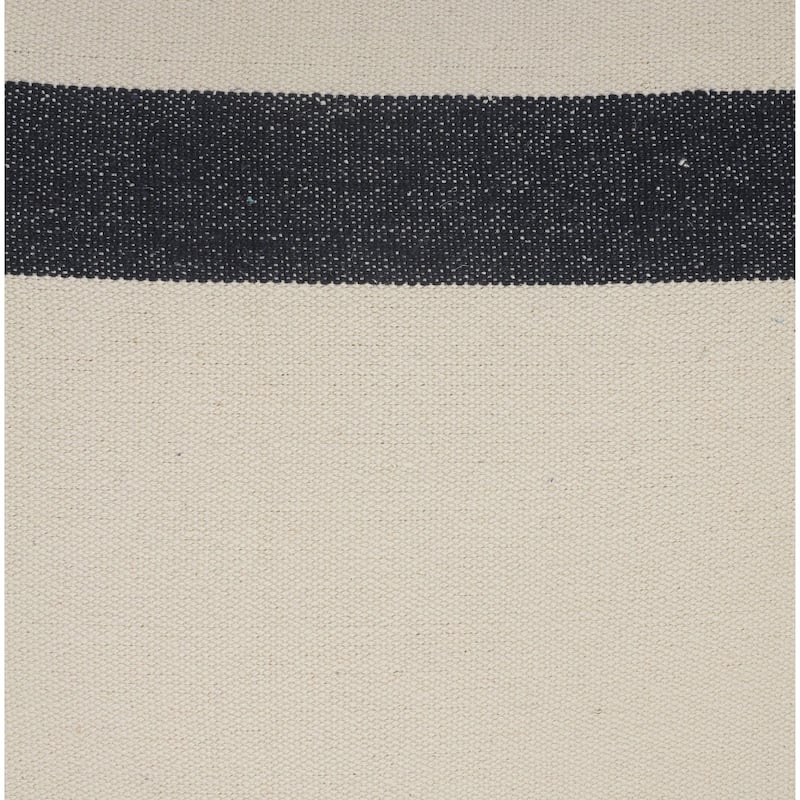 26" Blue and White Double Border Striped Square Throw Pillow