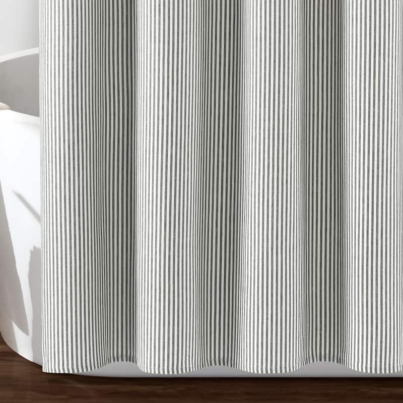 Lush Decor Farmhouse Vintage Stripe Yarn Dyed Eco-Friendly Recycled Cotton Shower Curtain