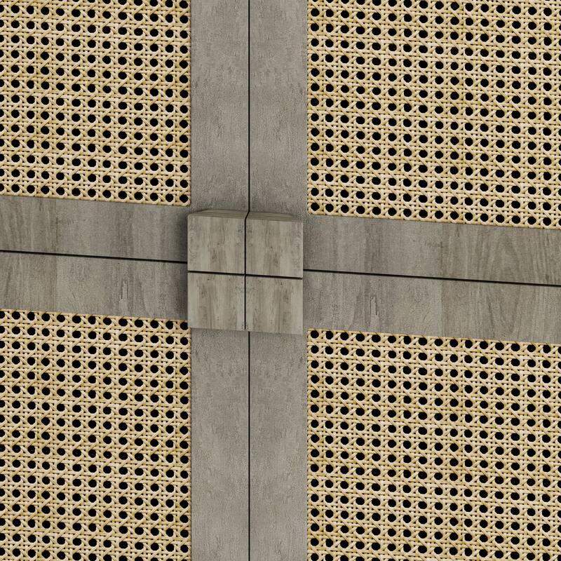 4-Doors Rattan Mesh Storage Cabinet