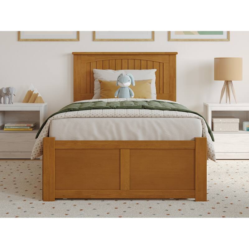 AFI Nantucket Twin Size Platform Bed with Footboard and Twin Trundle in White